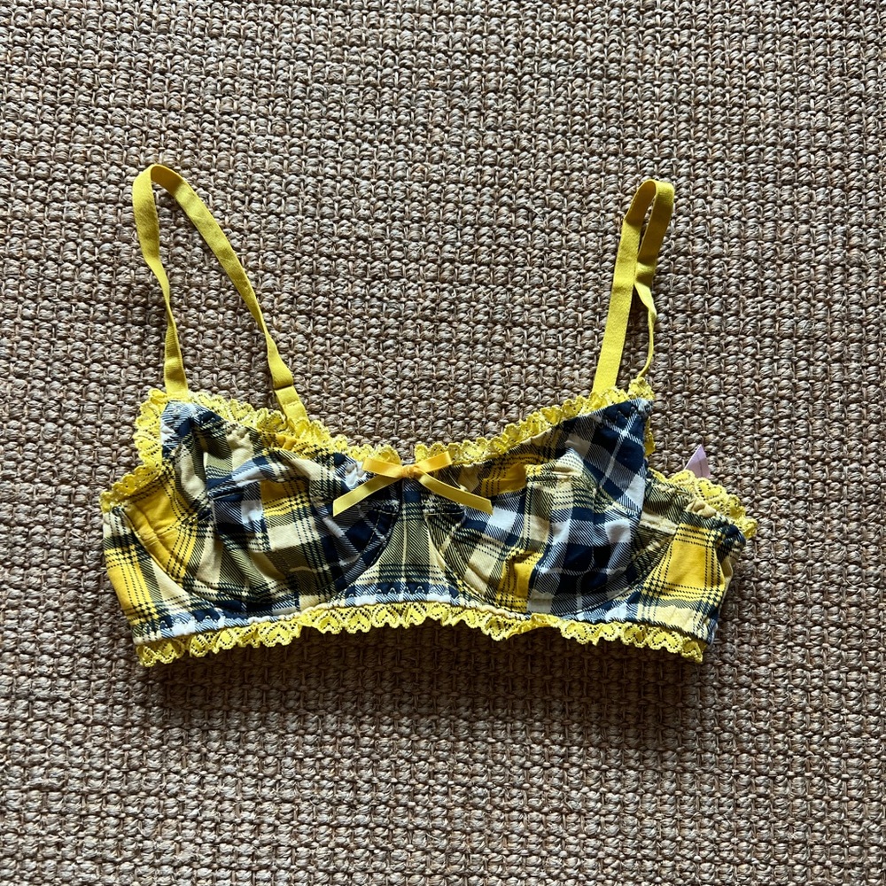 Plaid Bralette Top 💛💙🖤